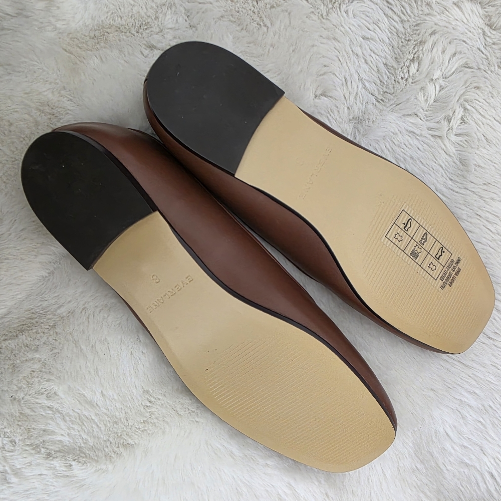 NEW Everlane The Day Mary Jane Rum Brown Leather Slip-On Ballet Flats 8 - Picture 10 of 14
